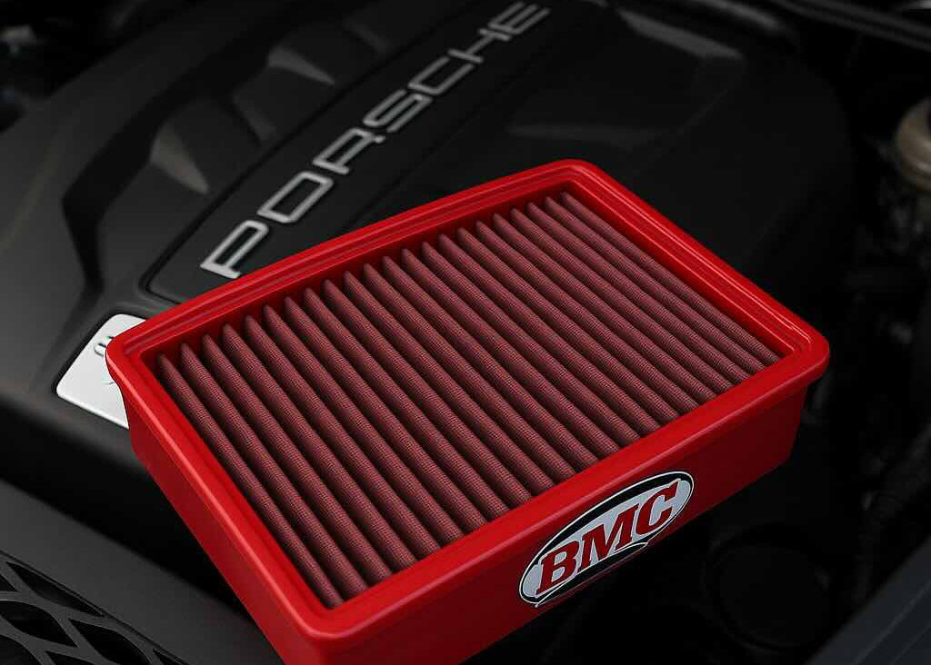 BMC performance air filter for Porsche Macan, 911, Cayenne, and Panamera engines