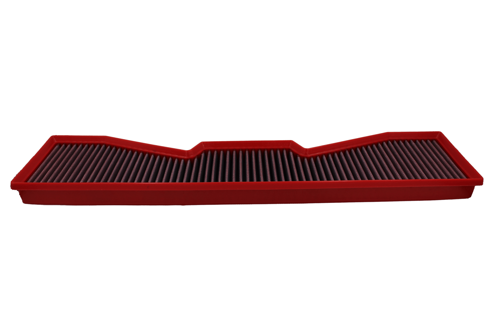 BMC FB01092 red cotton replacement panel air filter, low edge-profile view