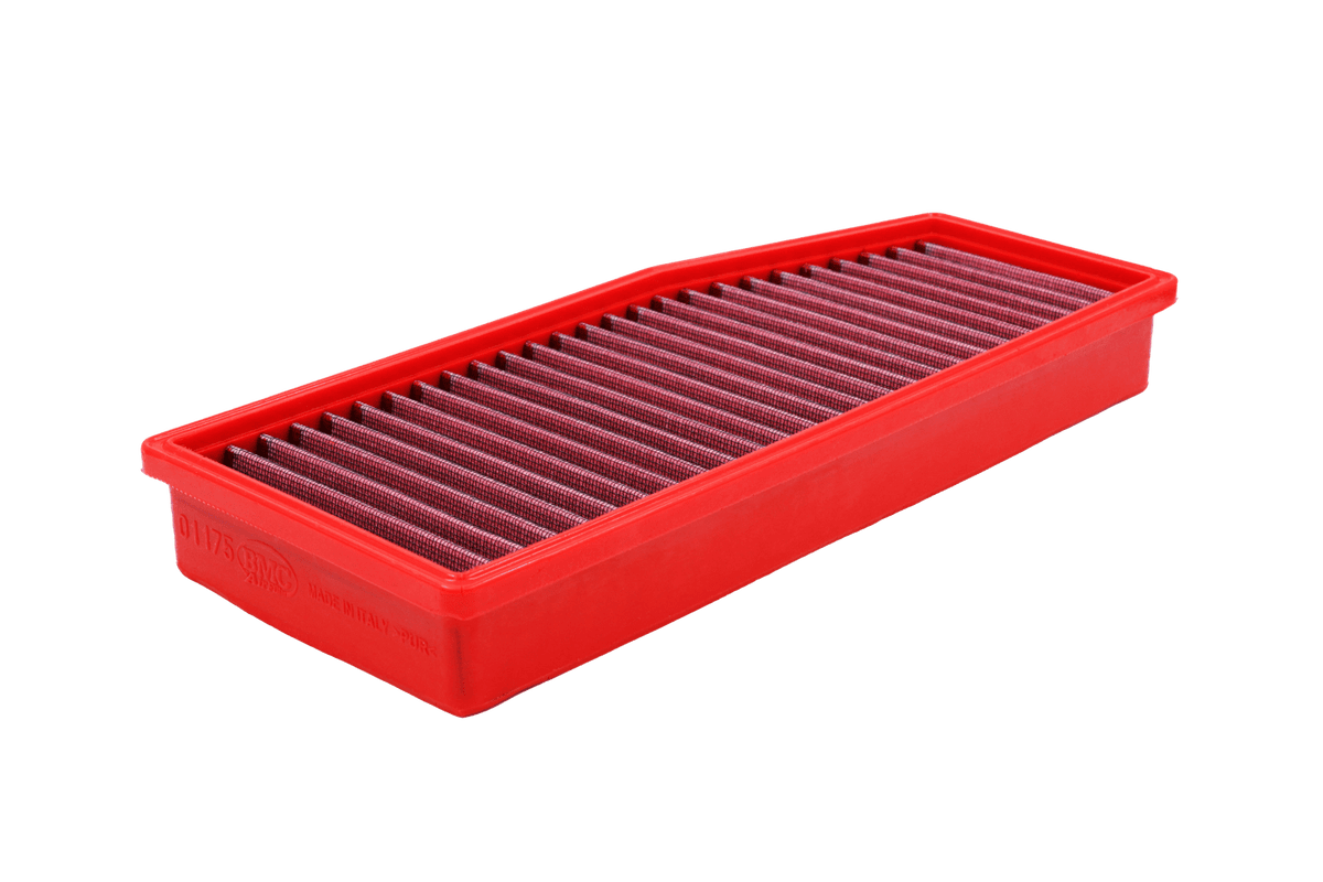 BMC FB01175 red cotton replacement panel air filter, face-on view