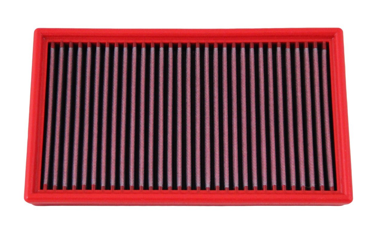 Red BMC air filter FB112/01 for Porsche 924/944 – washable high-flow panel filter for 1984–1989 models.