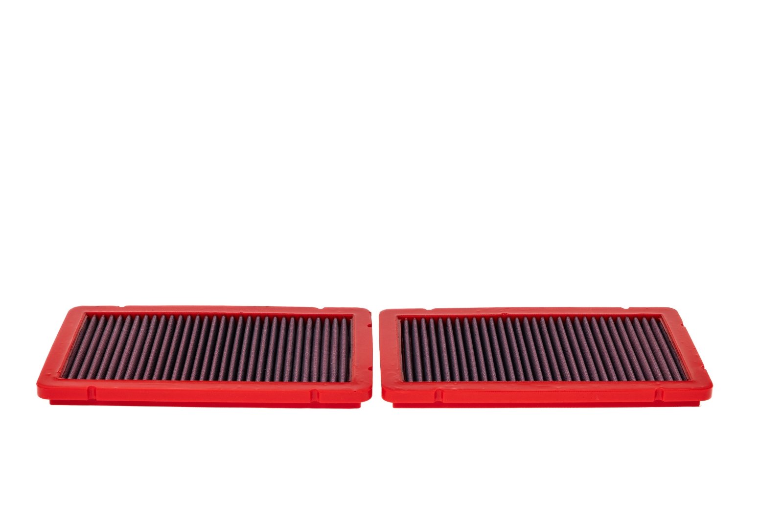 BMC FB129/03 red cotton replacement panel air filter, two-filter low face view
