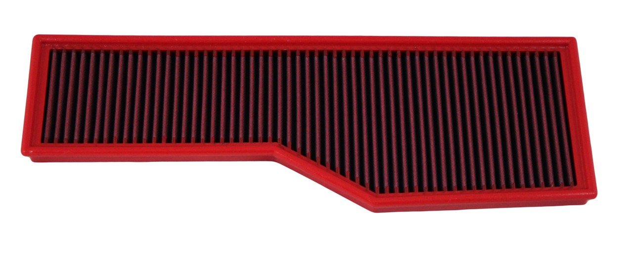Red BMC panel air filter FB156/01 for a Porsche 996/997 – high-flow, washable OEM replacement with improved filtration.