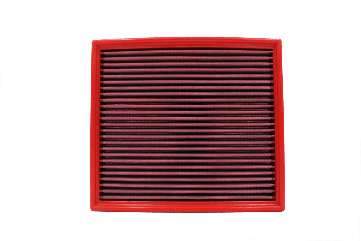 BMC FB259/01 red cotton replacement panel air filter, low edge-profile view