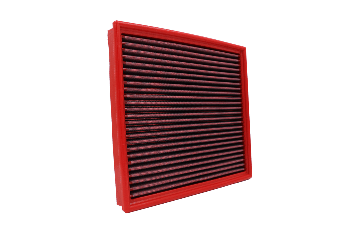 BMC FB259/01 red cotton replacement panel air filter, upright face view