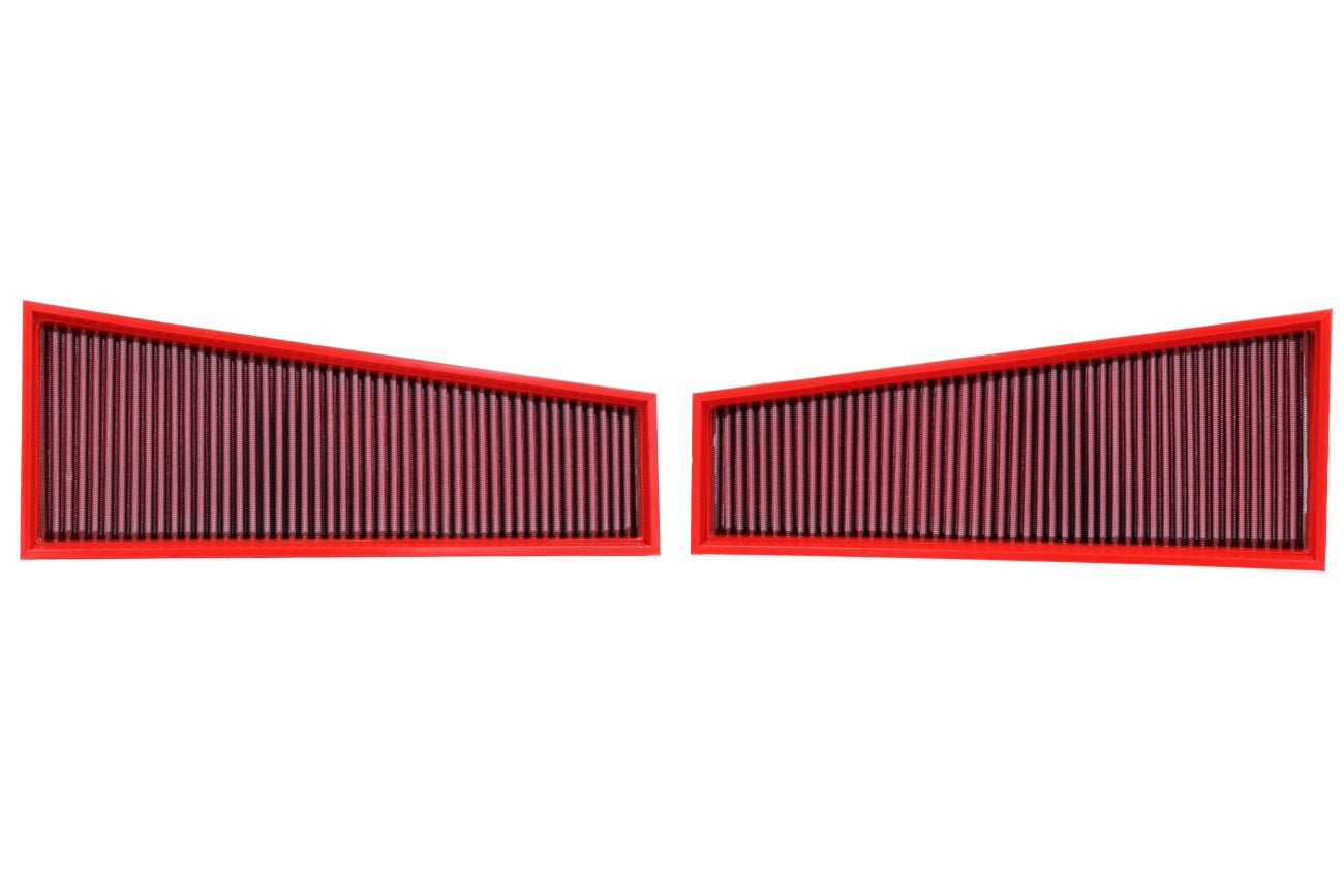 Red BMC panel air filter FB420/01 for a Porsche Carrera GT 5.7 V10 – washable high-flow replacement kit for 2003–2006 models.