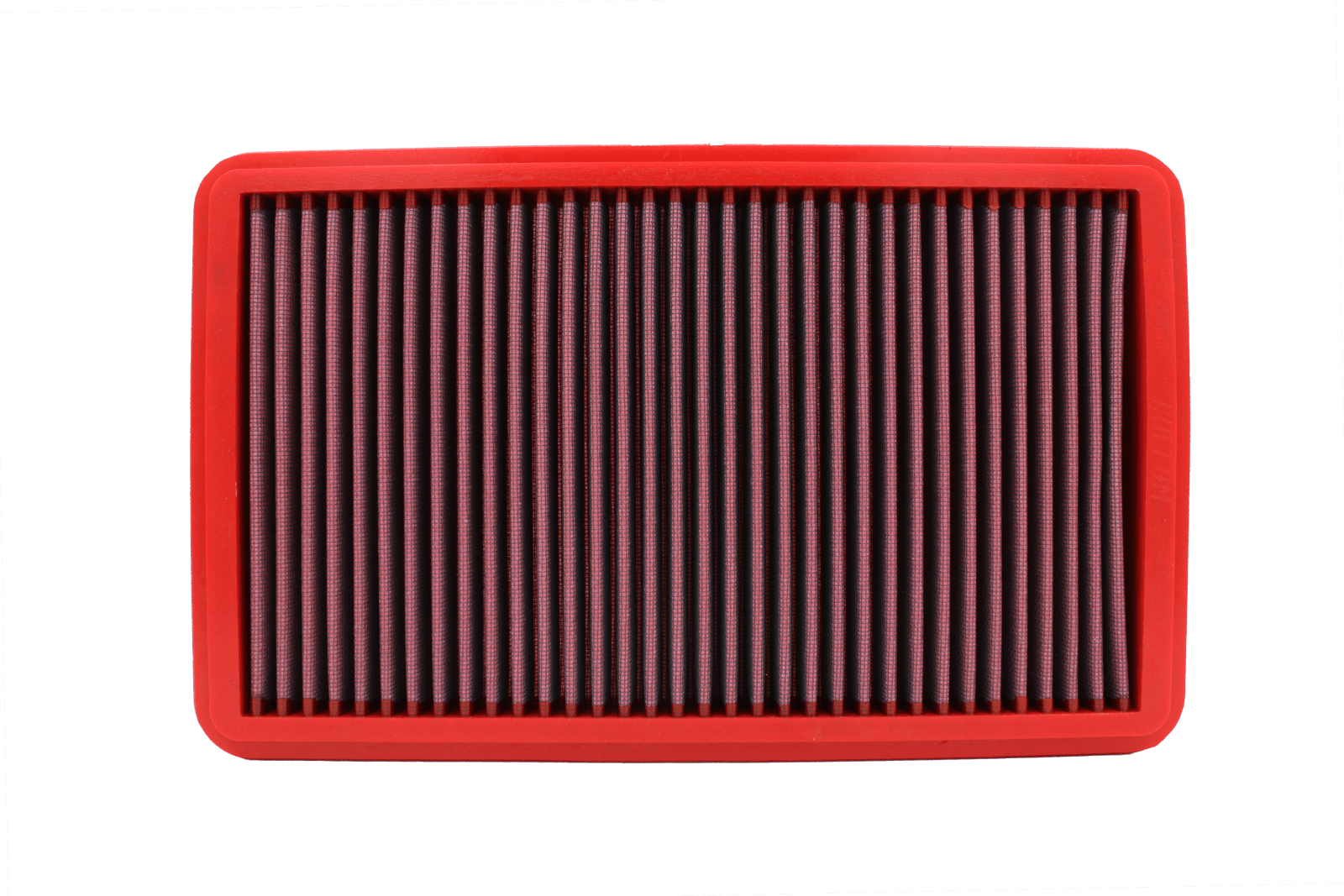 BMC FB437/08 red cotton replacement panel air filter, face-on view