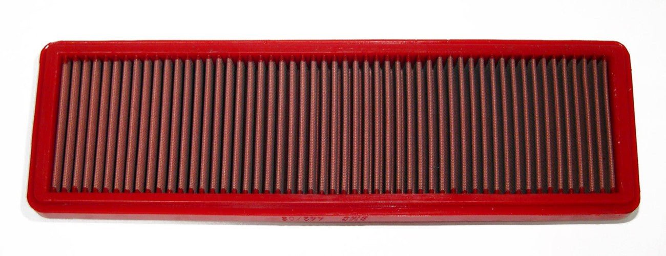 Red BMC panel air filter FB442/08 for a Porsche 928 and Bugatti Veyron – washable high-flow performance filter