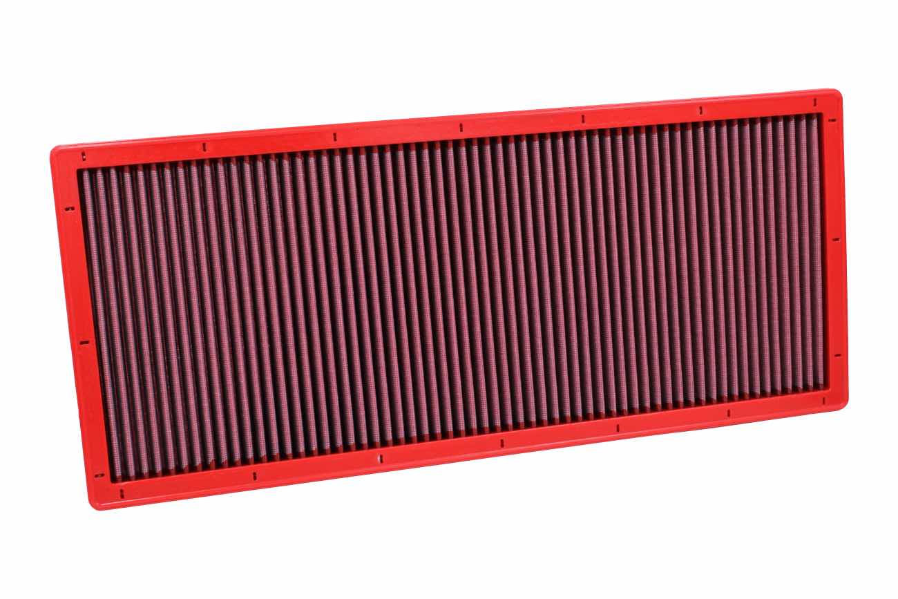 Angled view of BMC FB614/01 reusable cotton air filter for Ferrari 458