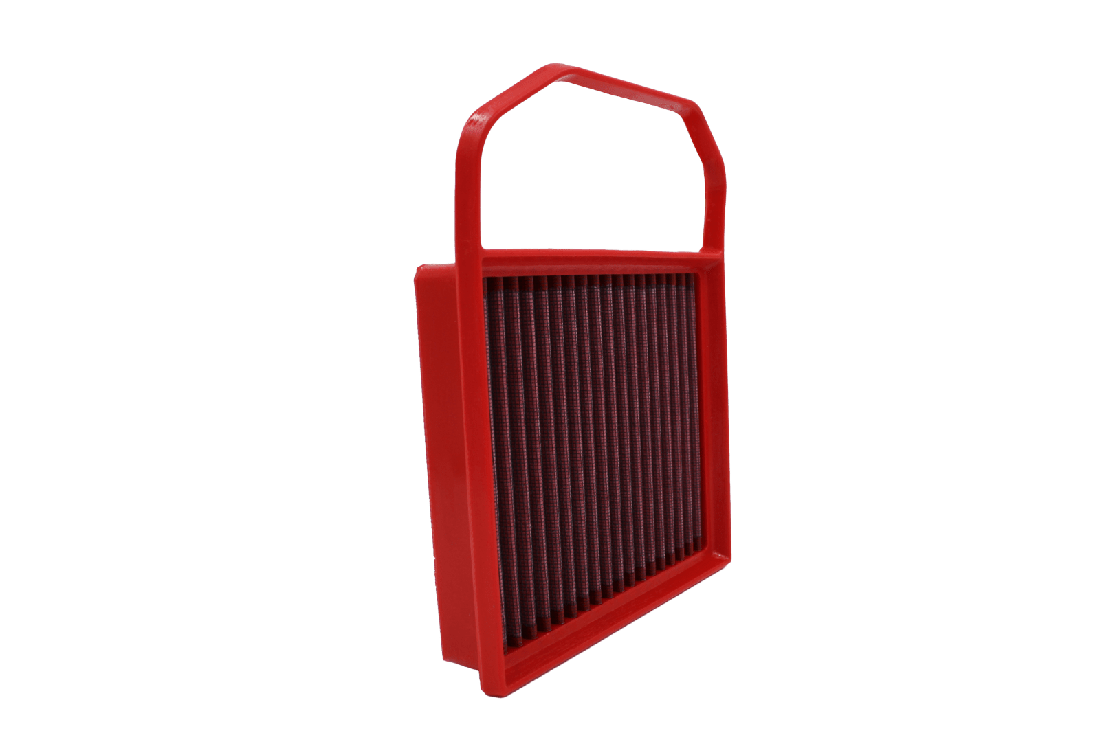 BMC FB833/20 red cotton replacement panel air filter, two-filter low face view
