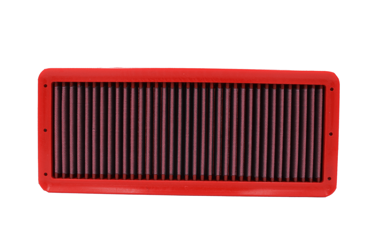 BMC FB933/01 red cotton replacement panel air filter, face-on view