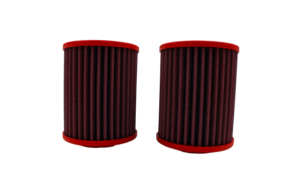BMC FM374/16 washable motorcycle air filter – paired filters upright side view
