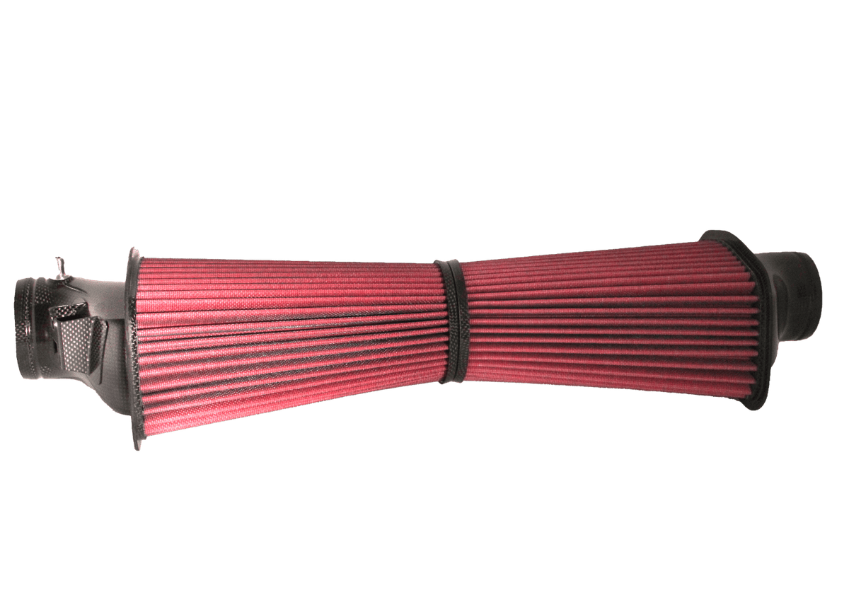 BMC CRF01082 Carbon Racing air filter assembly, horizontal intake assembly side view