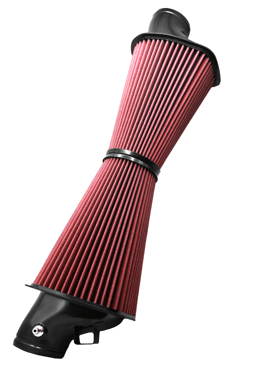 BMC CRF01082 Carbon Racing air filter assembly, diagonal intake assembly three-quarter view