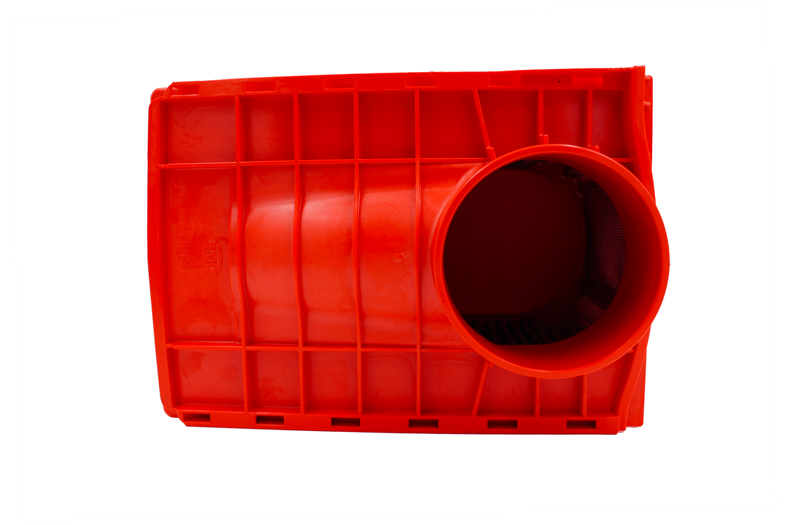BMC FB01098 red cotton replacement air filter assembly, assembly outlet-end view