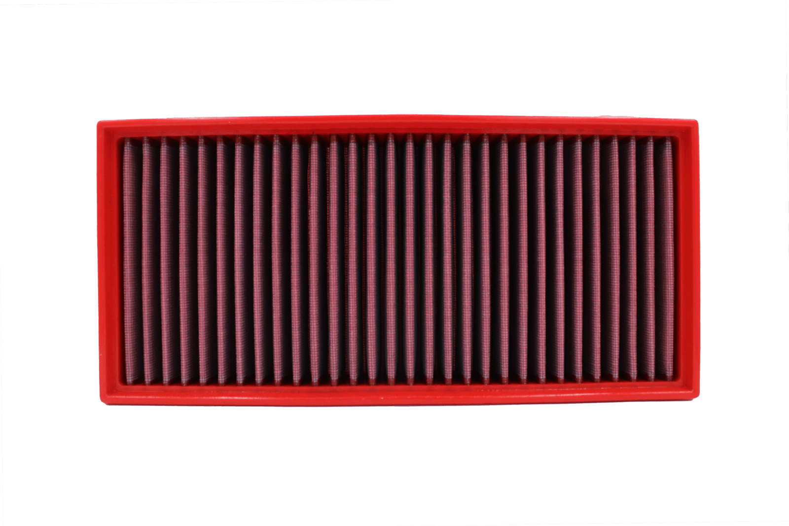 BMC FB01111 red cotton replacement panel air filter, face-on view