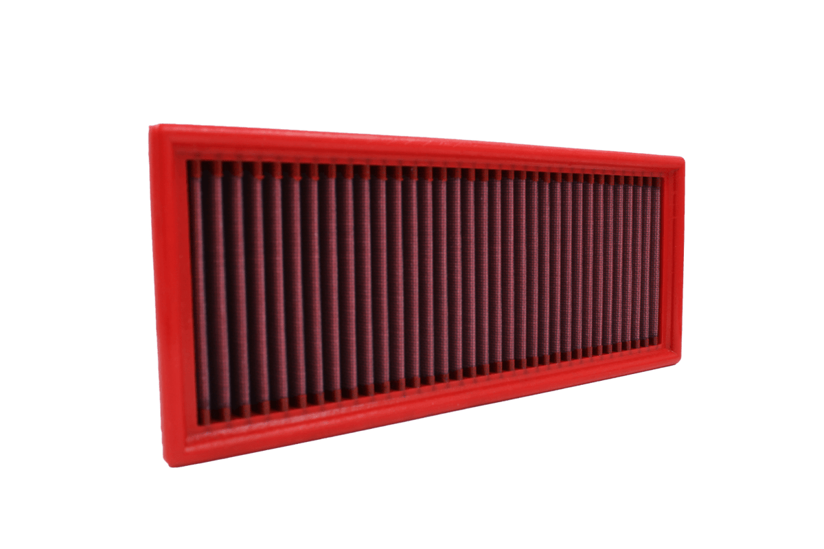 BMC FB122/01 red cotton replacement panel air filter, face-on view