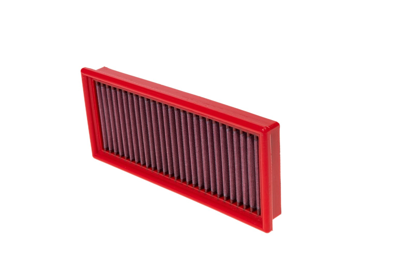 BMC FB125/01 red cotton replacement panel air filter, edge-profile view