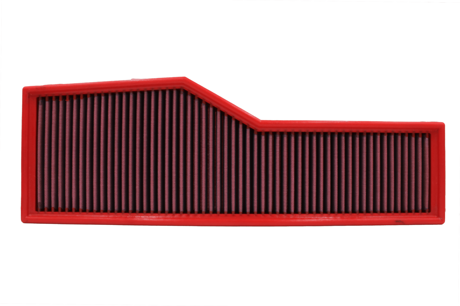 BMC FB156/01 red cotton replacement panel air filter, shaped face-on view