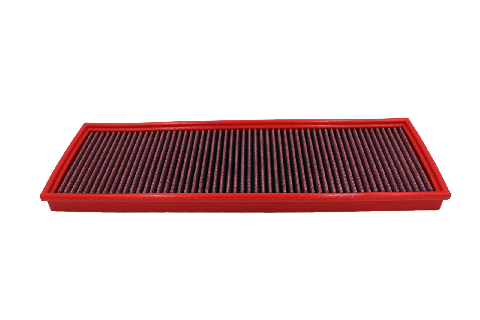 BMC FB195/01 red cotton replacement panel air filter, two-filter face-on view