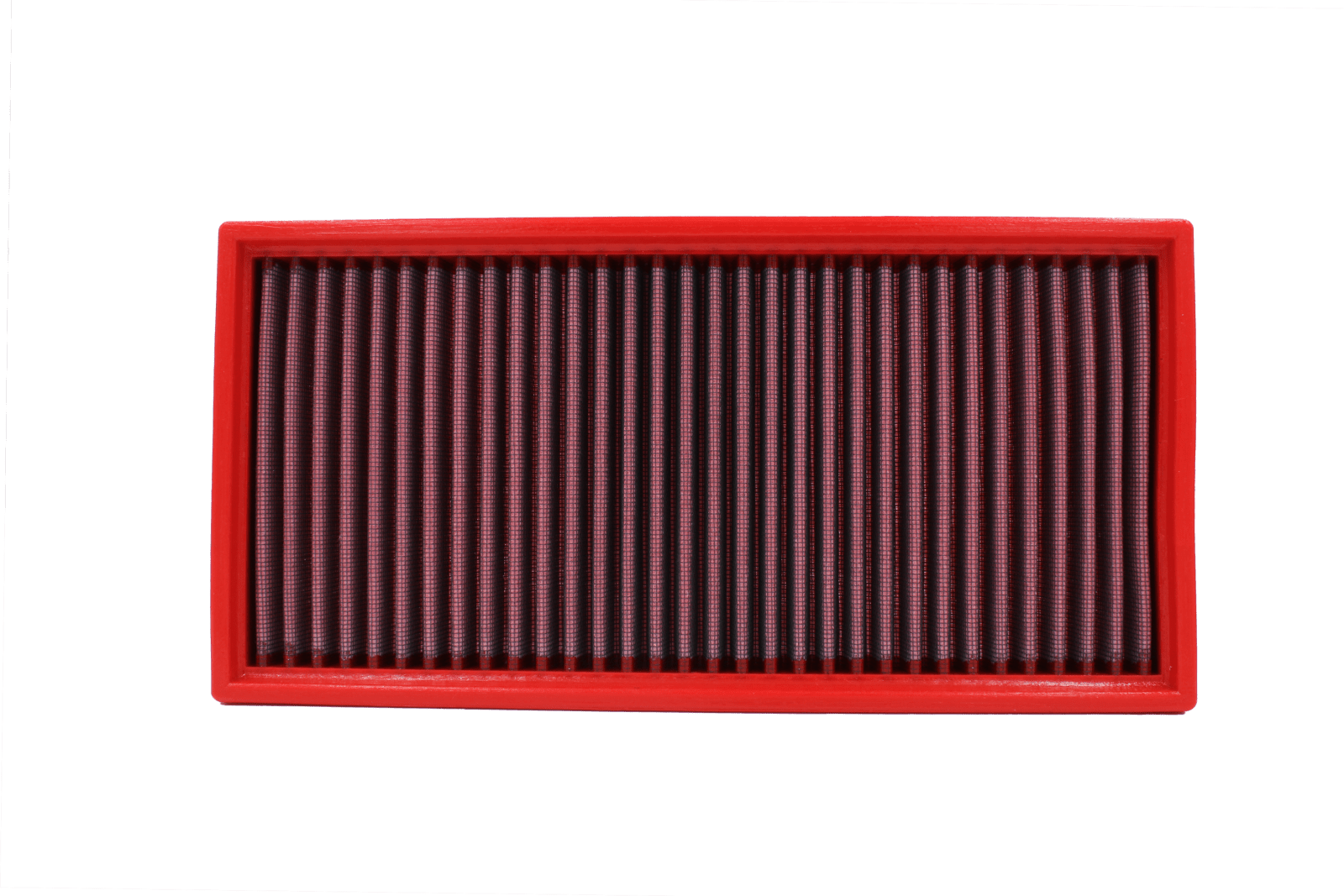 BMC FB521/20 red cotton replacement panel air filter, face-on view