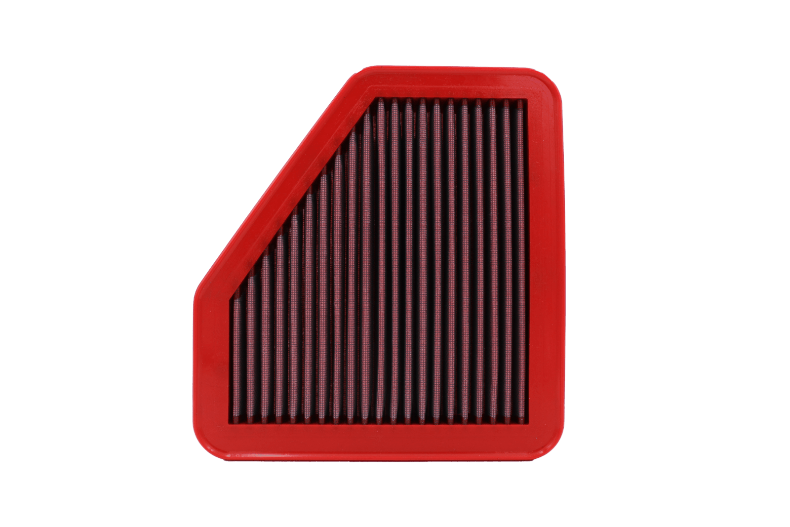 BMC FB710/20 red cotton replacement panel air filter, shaped upright face view