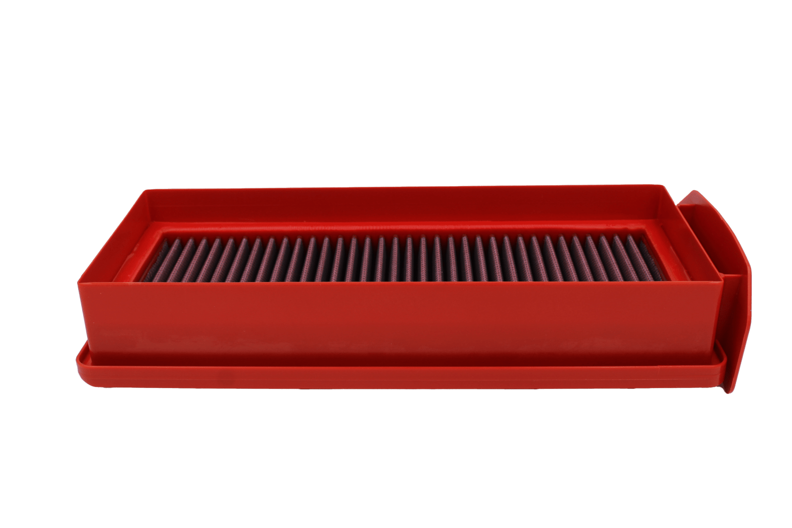 BMC FB821/04 red cotton replacement panel air filter, edge-profile view