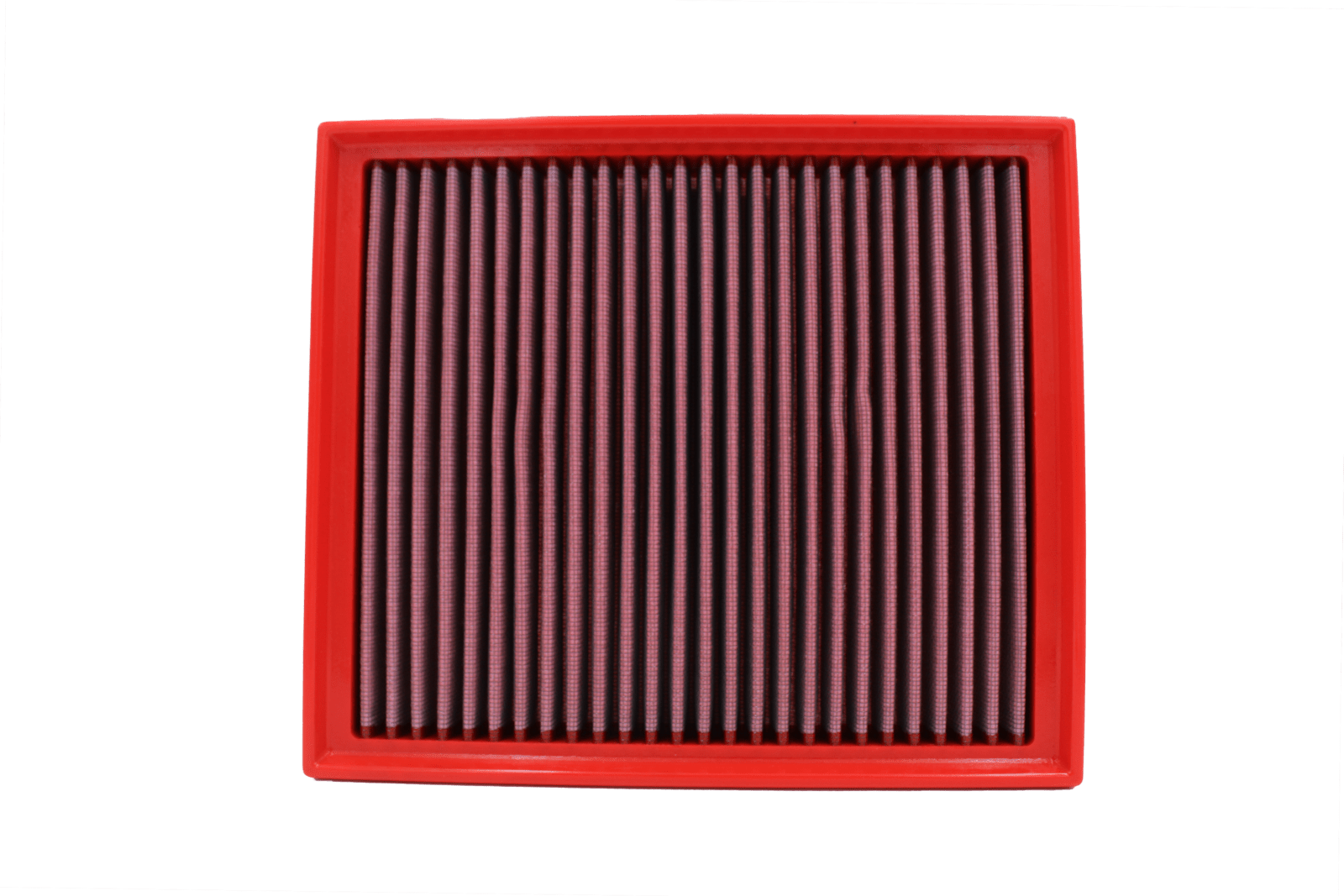 BMC FB872/20 red cotton replacement panel air filter, face-on view