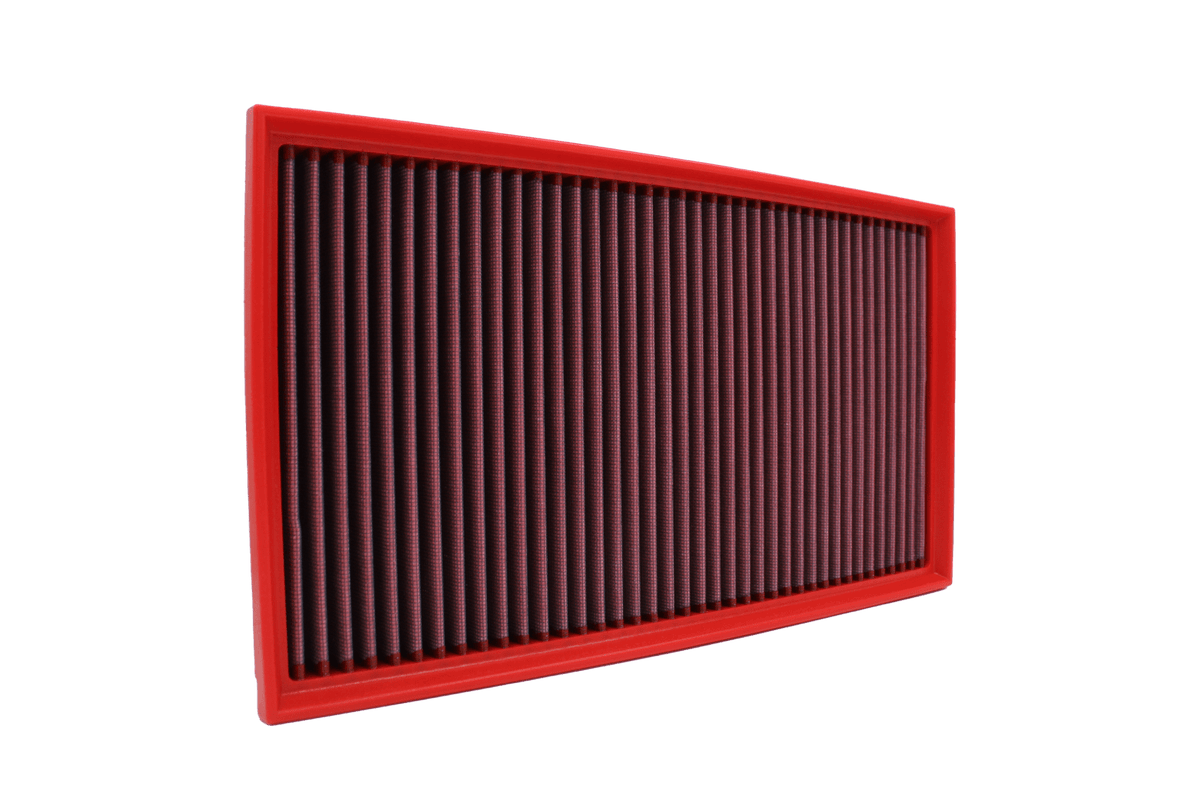 BMC FB887/20 red cotton replacement panel air filter, face-on view