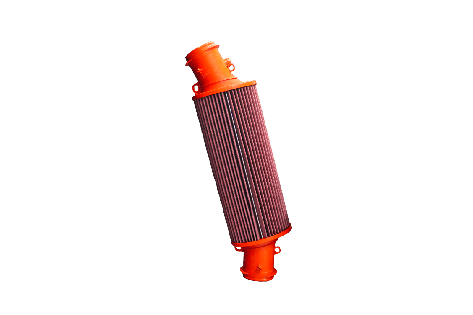 BMC FB907/04 red cotton replacement air filter assembly, upright assembly side view