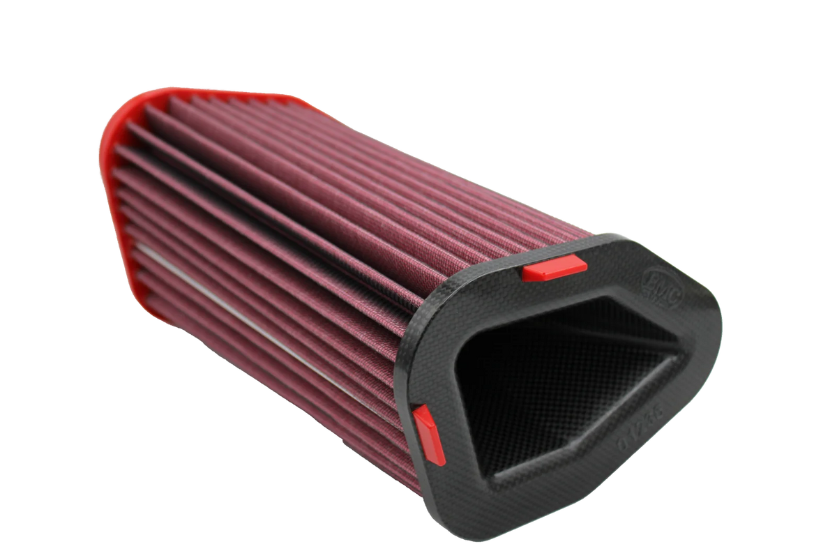 BMC CRF01236 Porsche 992.2 GTS air filter, angled view showing the carbon top