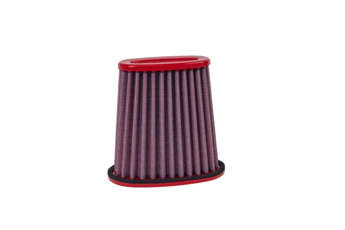 BMC FM01013 washable motorcycle air filter – upright pleated-side view