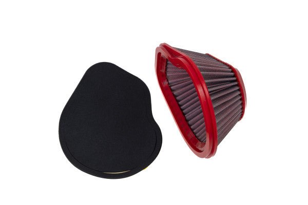 BMC FM402/08 washable motorcycle air filter – filter and foam prefilter inlet view