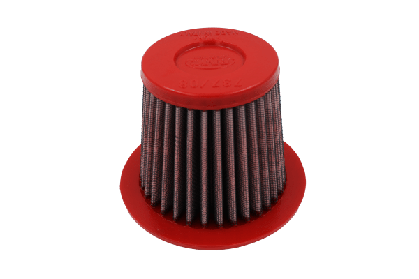 BMC FM737/08 washable motorcycle air filter – angled outlet-cap view