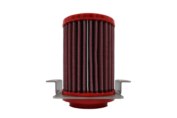 BMC FM775/08 washable motorcycle air filter – upright filter and mounting-bracket view